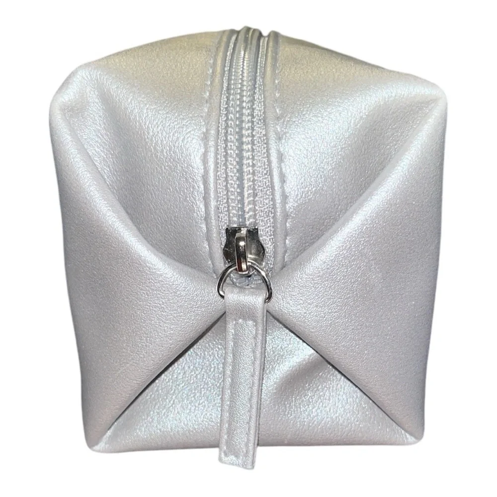 BVLGARI travel cosmetic bag silver NWOT designer case small size